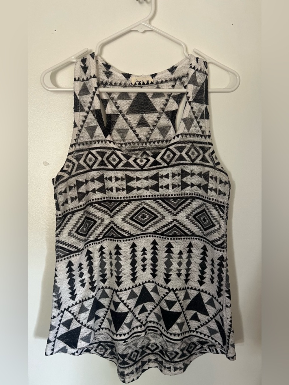love J Black and White Tribal Print Scoop Tank